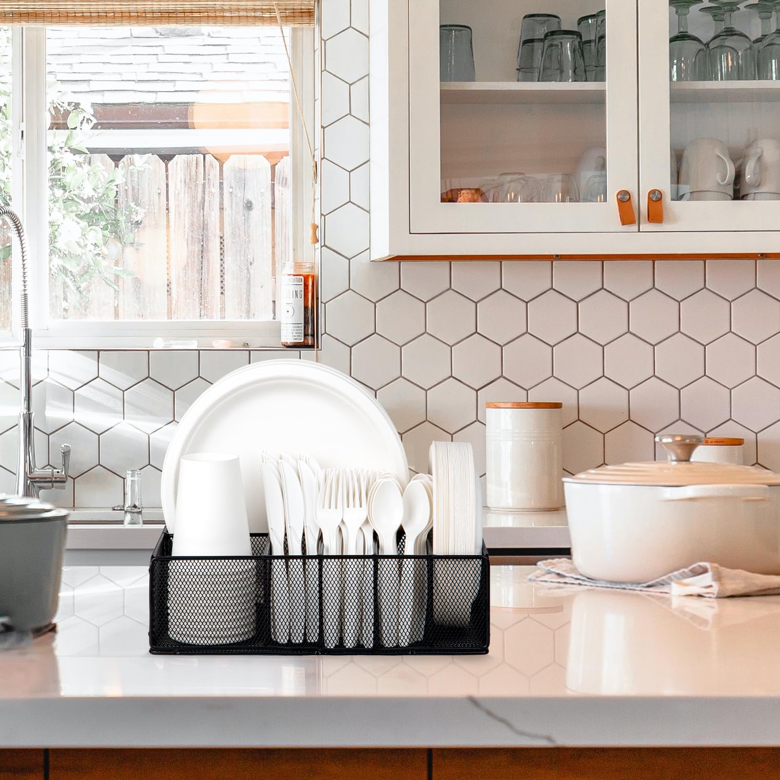 NACIMAX anti-slip pads under caddy preventing sliding on countertop for stability