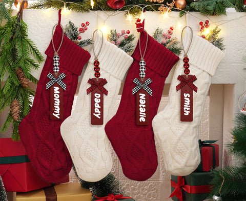 Nackiy stockings hanging on mantel for instant holiday ambiance
