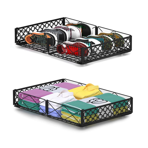 NADAMOO front view of rolling under-bed organizer showing low profile and accessibility