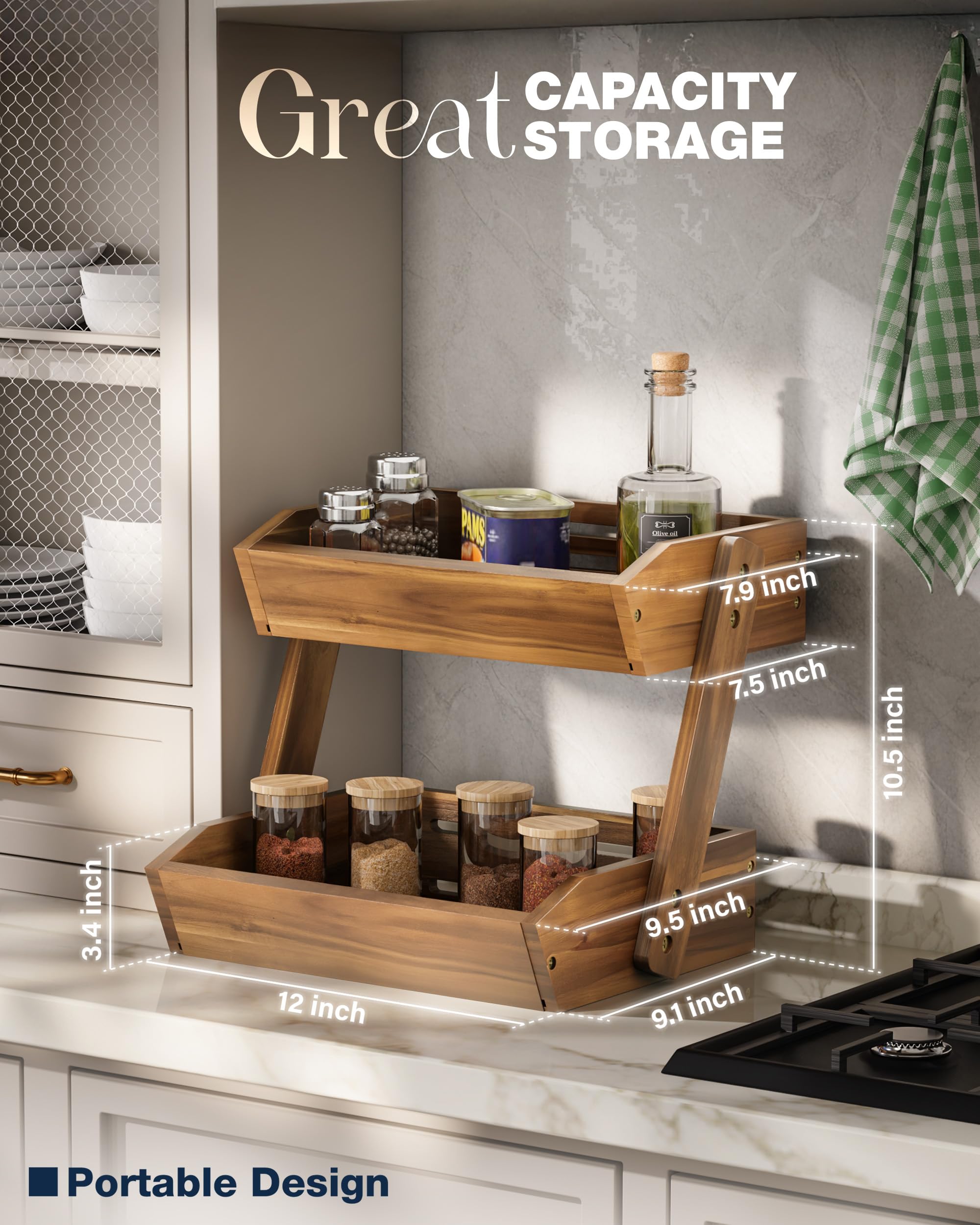 NAGAWOOD placed on kitchen counter demonstrating space-saving vertical storage benefit