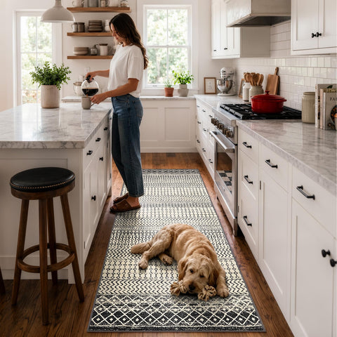 Nailttos non-slip backing detail that helps keep the rug secure and safe