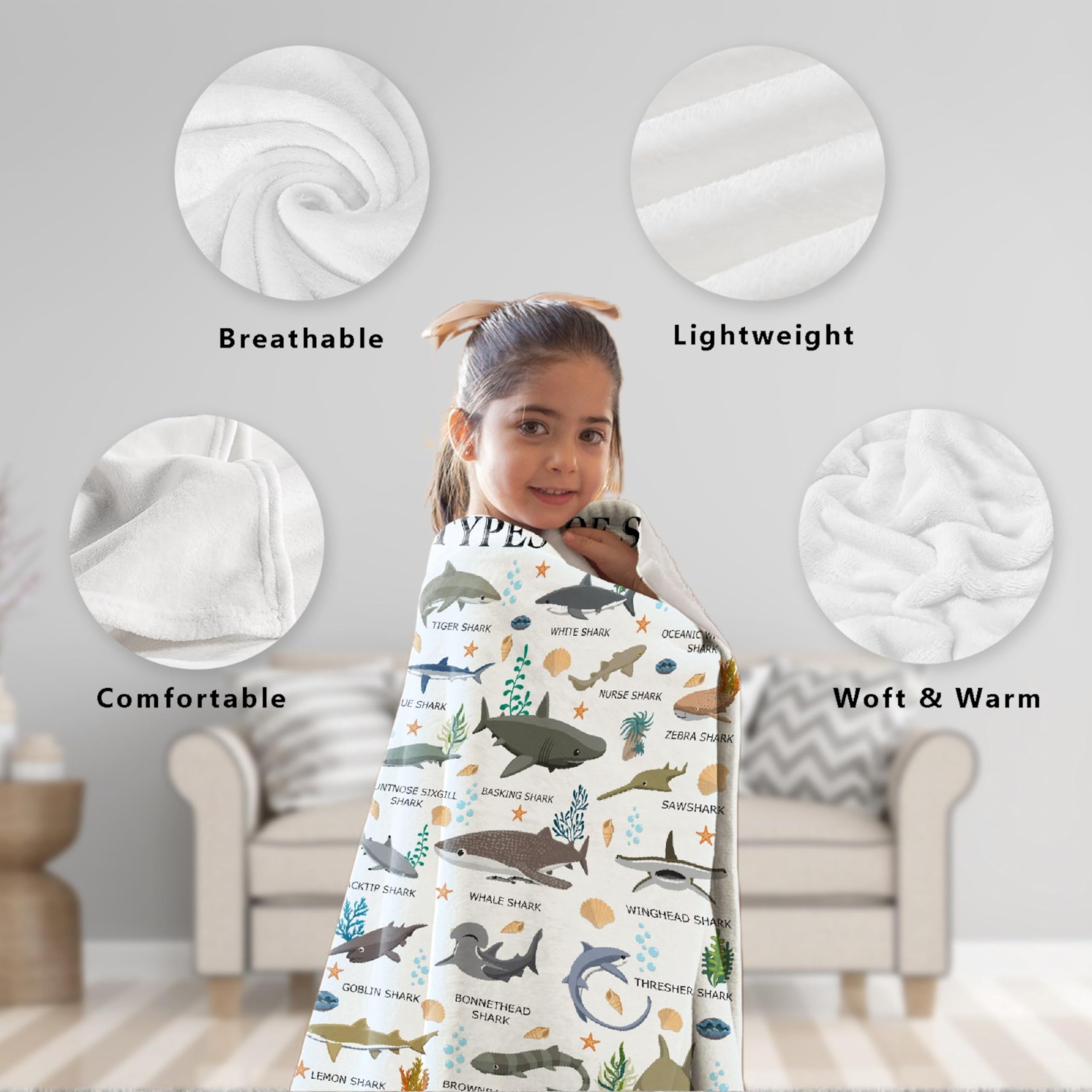 Nairatmya blanket next to a stuffed toy showing 50 by 40 inch scale for toddlers