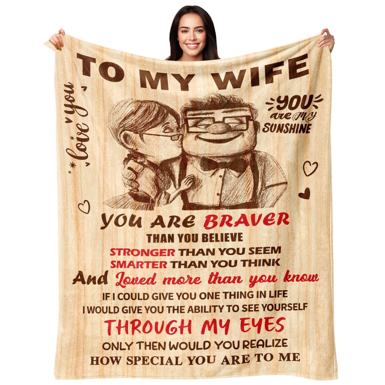 NAIREG blanket front view showing full message and cozy look, enhances warmth