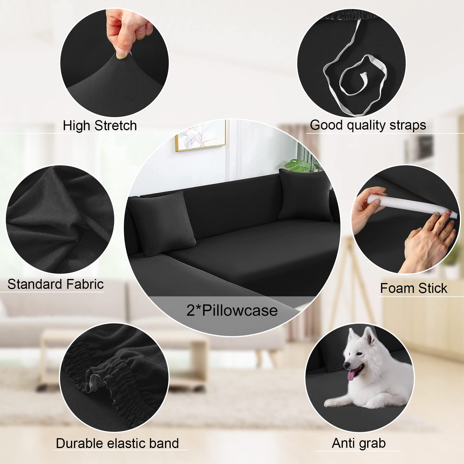 NAISI side angle of covered sectional showing smooth wrinkle-free look