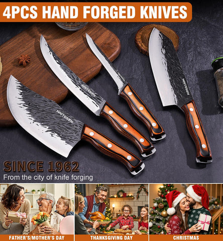 Naitesen knives arranged at a BBQ station showing efficient meat prep benefit