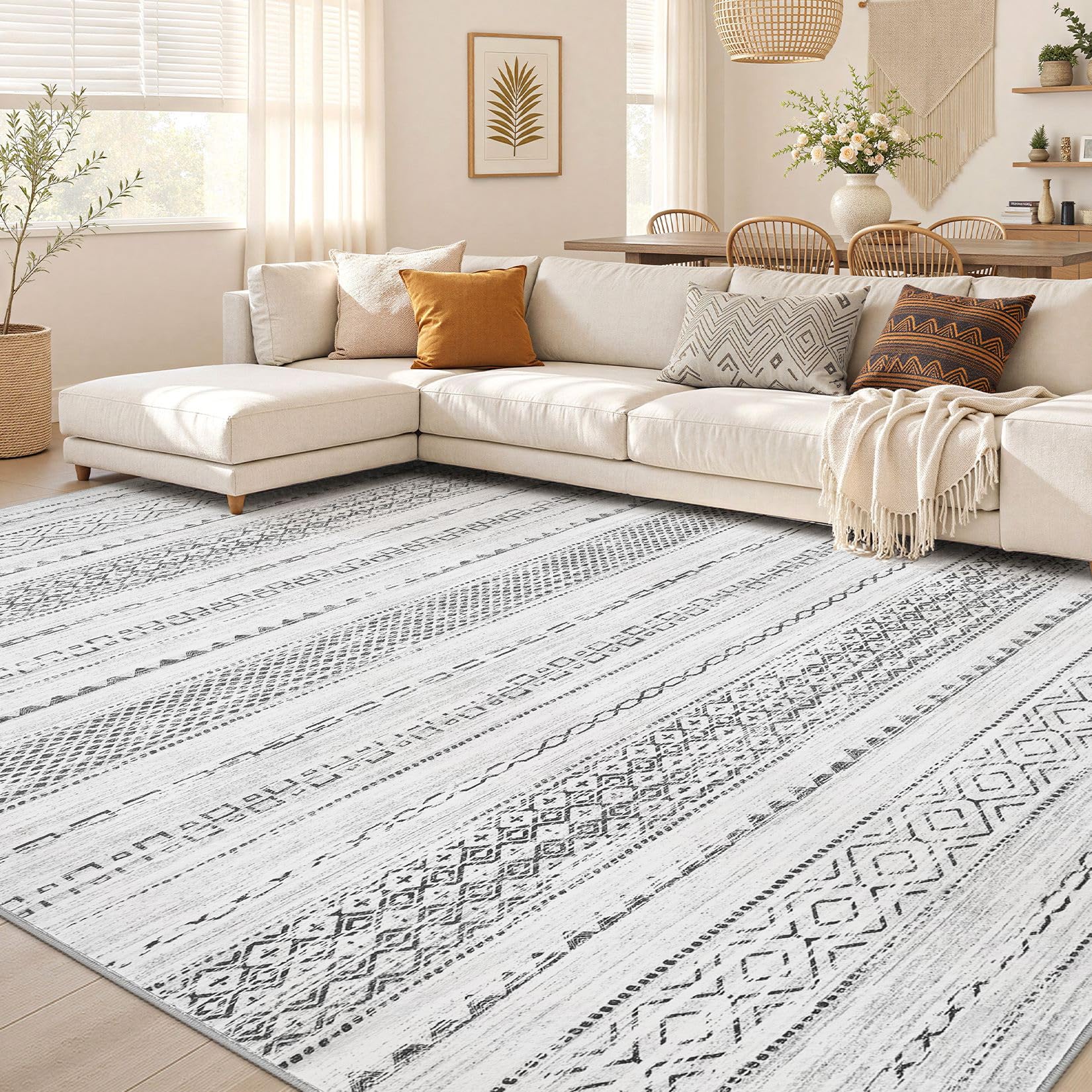 Nakagishi front view showing gray boho pattern and room-enhancing design