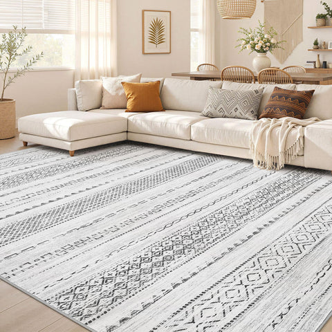Nakagishi front view showing gray boho pattern and room-enhancing design