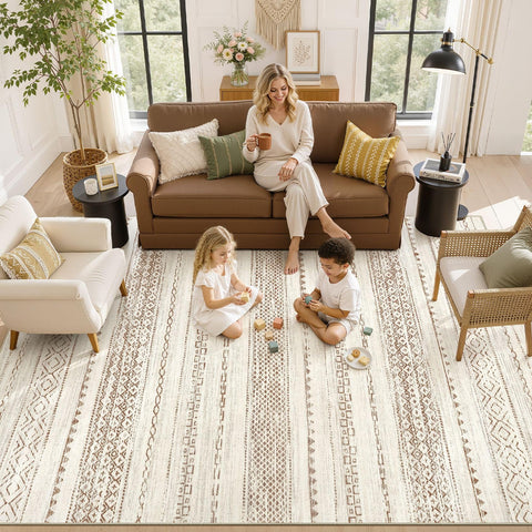 Nakagishi rug with child playing demonstrating soft surface and family-friendly design