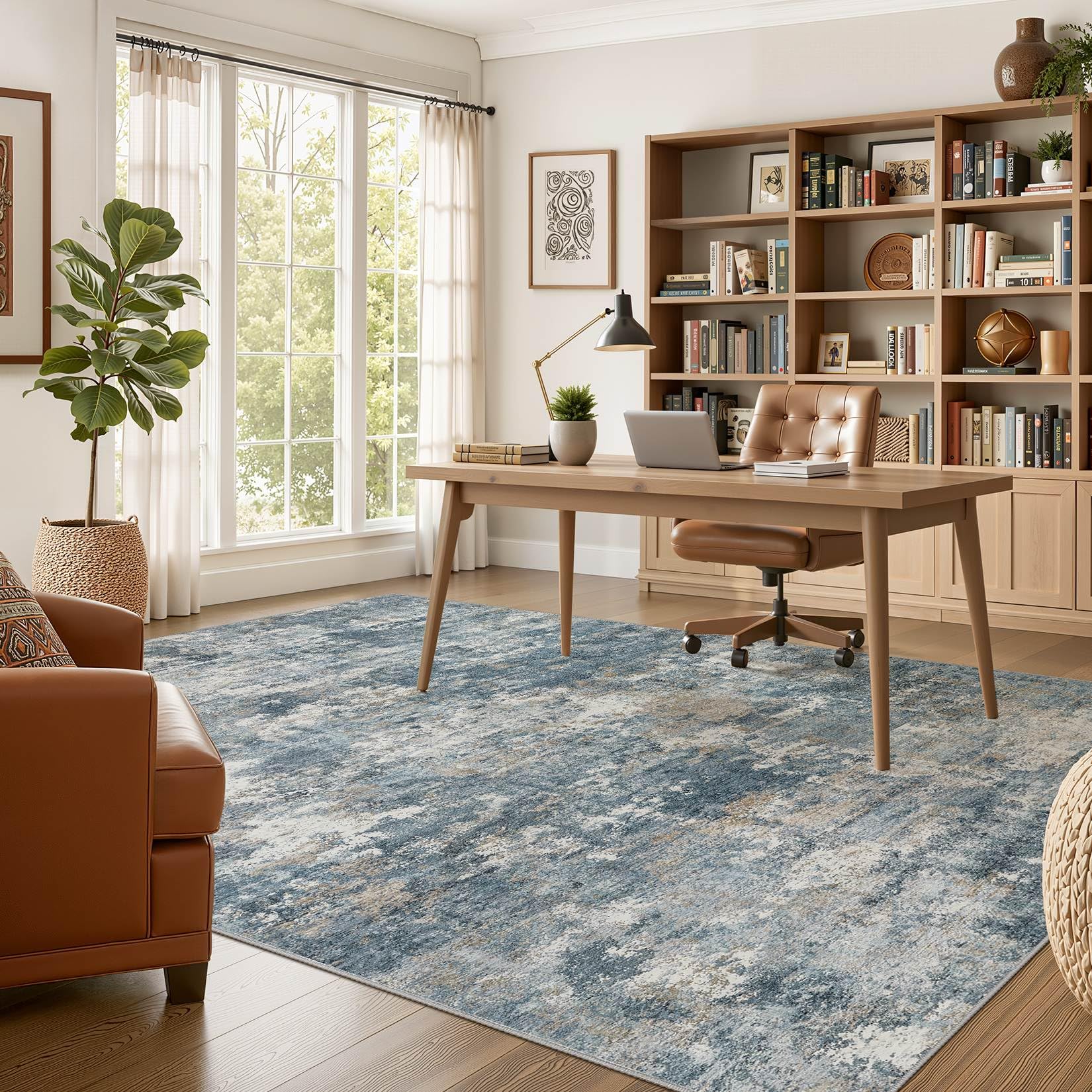 Nakagishi rug styled in a living room to brighten home interiors
