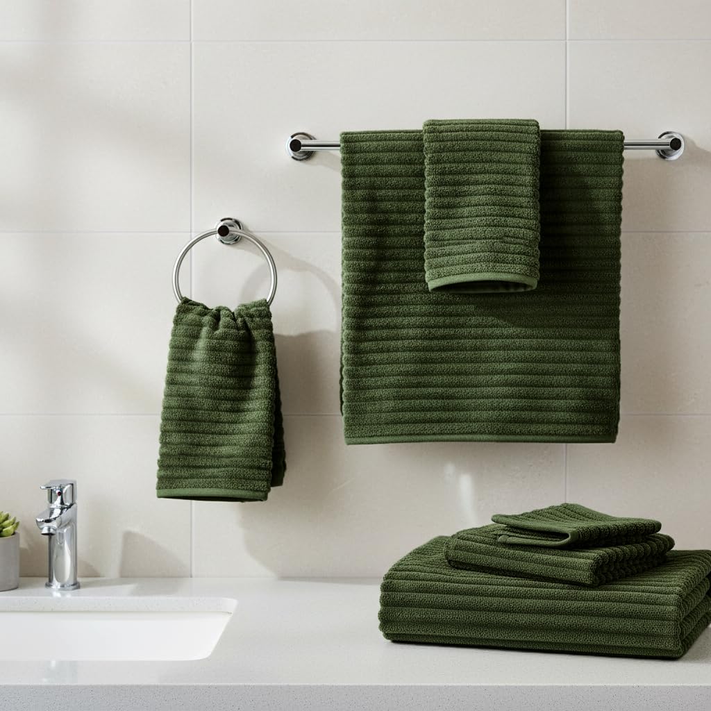 NALIVO hand towel and washcloth detail for quick-dry convenience