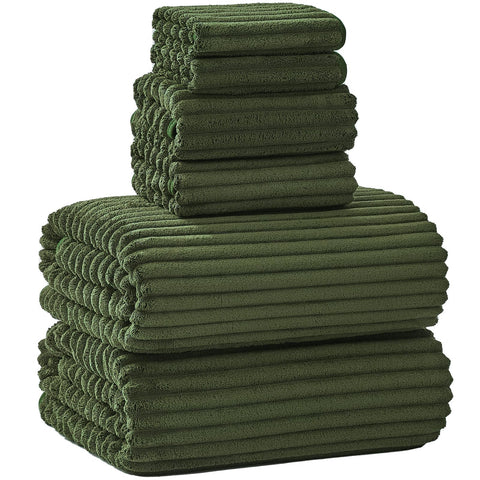 NALIVO front view of olive bath sheets showing full coverage and color