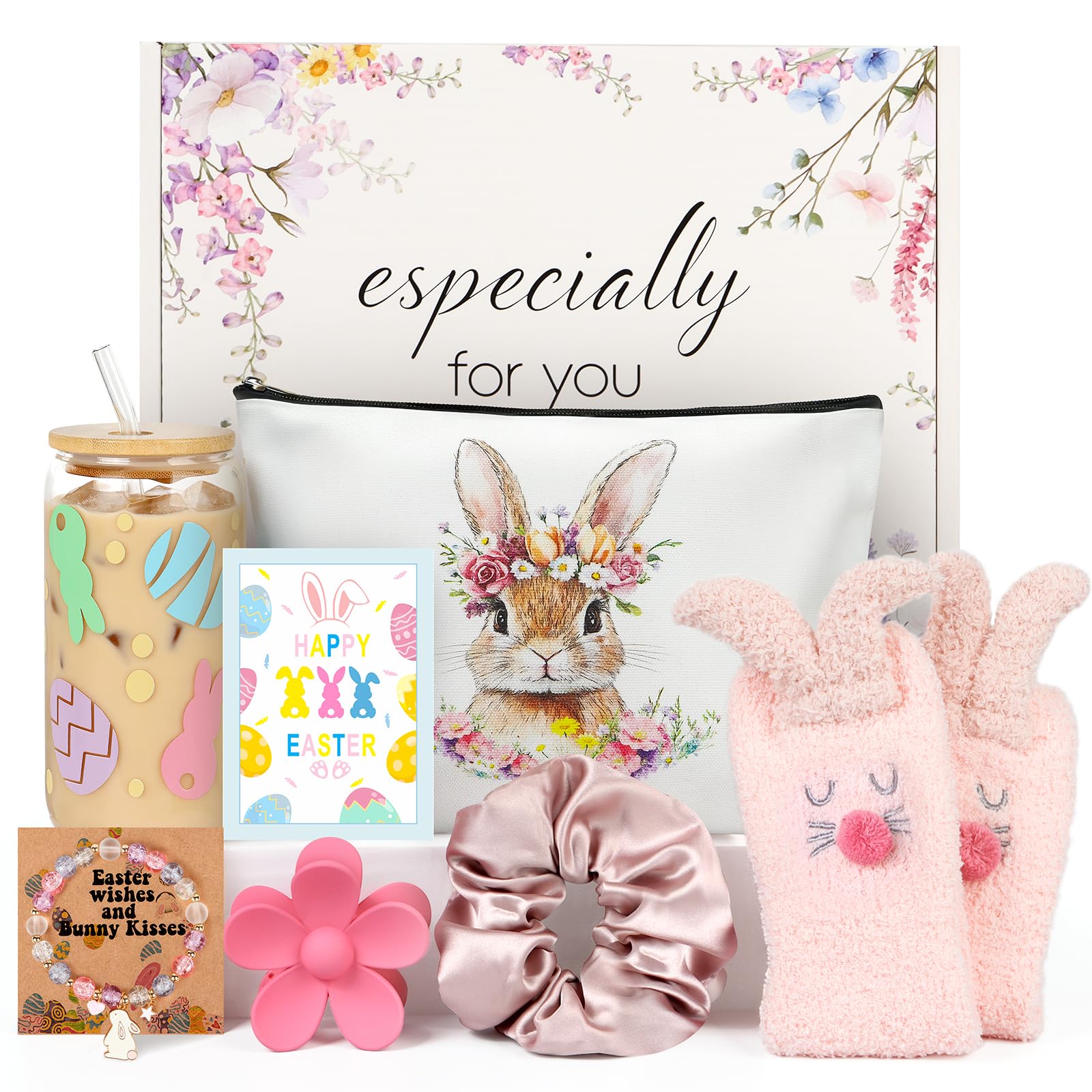 Nanadaya front view gift box displaying all seven pastel bunny items, great for gifting