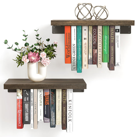 NANATI front view showing floating bookshelf mounted for a clean display benefit of space-saving