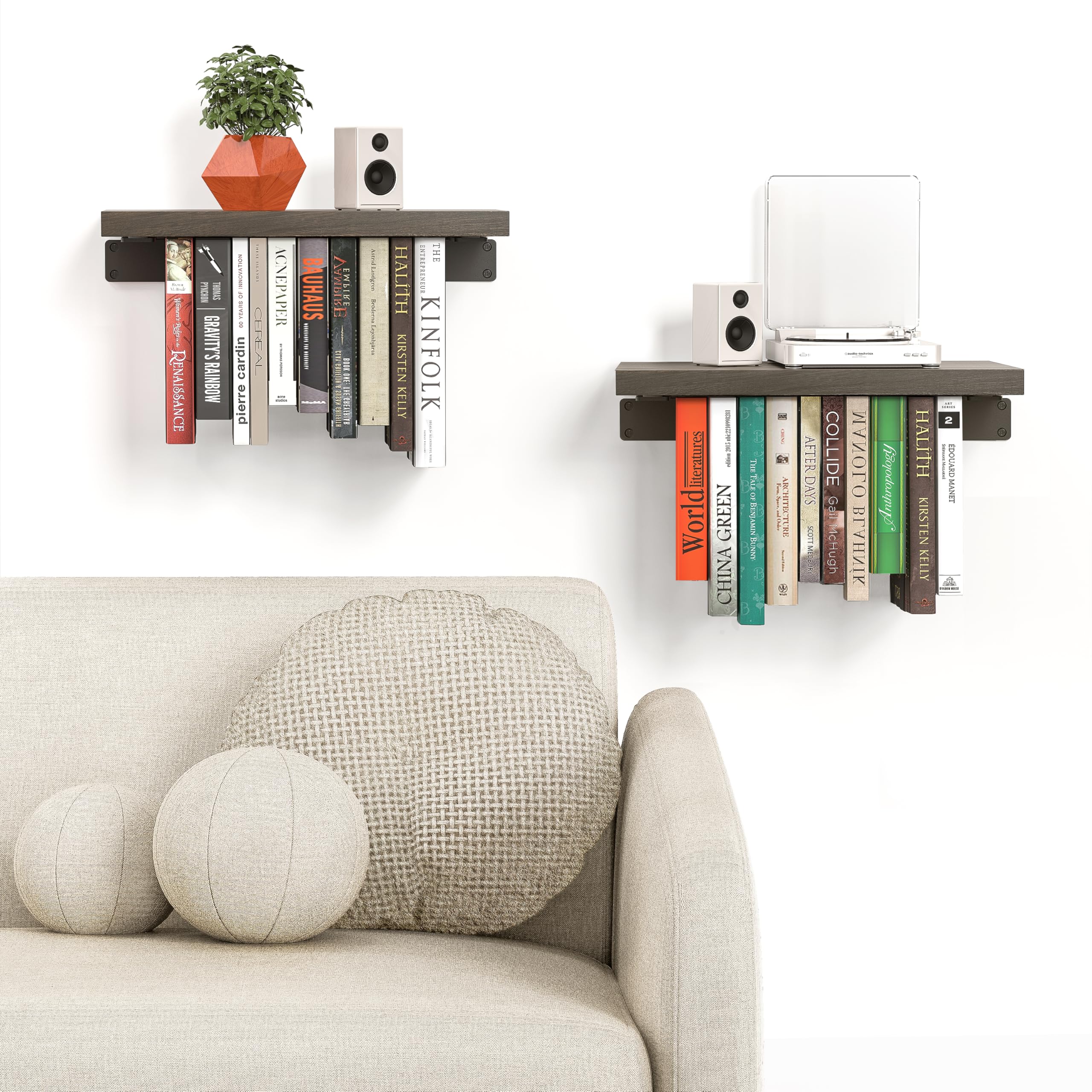 NANATI shelf in use with books and decor showing tidy wall organization benefit
