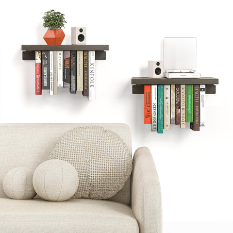 NANATI shelf in use with books and decor showing tidy wall organization benefit