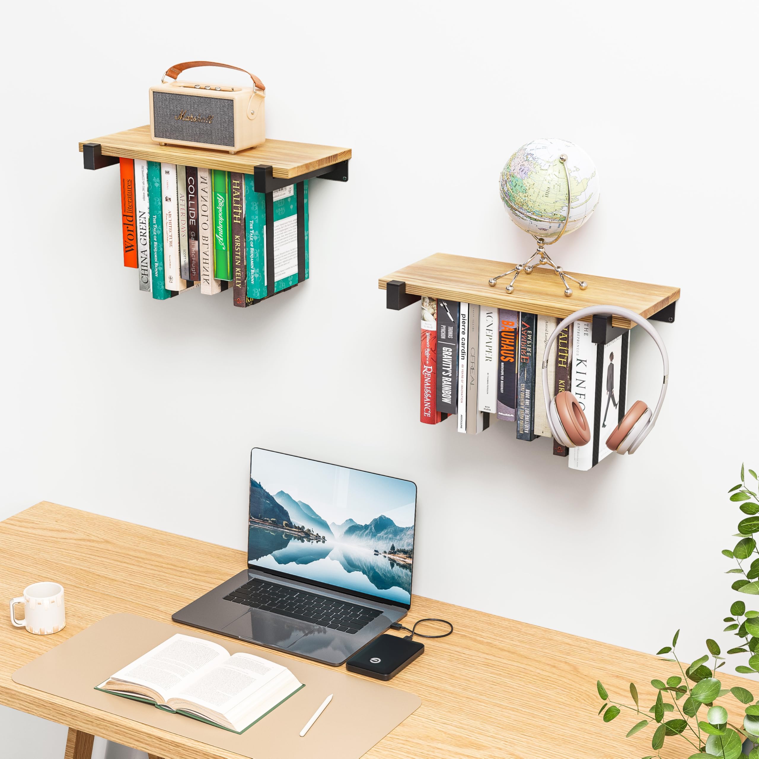 NANATI shelf size comparison with hands showing compact, easy-to-place scale