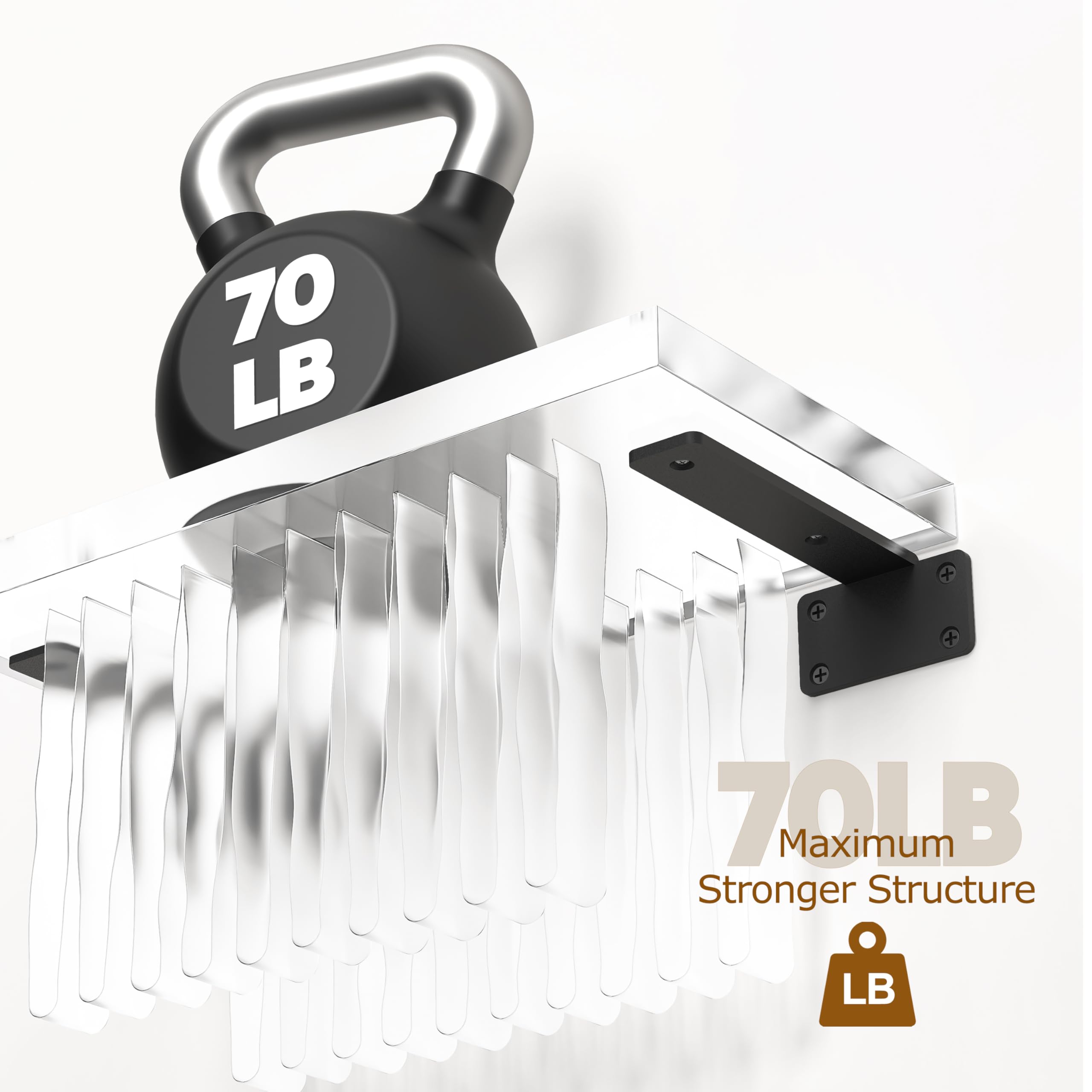 NANATI wrought-iron support detail showing hidden bracket strength benefit