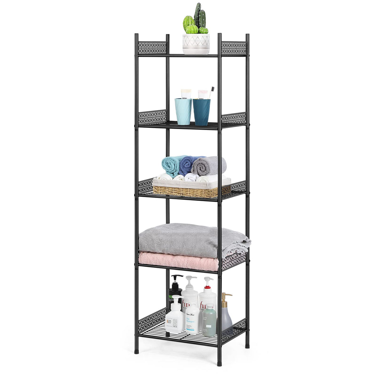 Nandae front view full shelf showing five tiers and compact footprint for organized storage