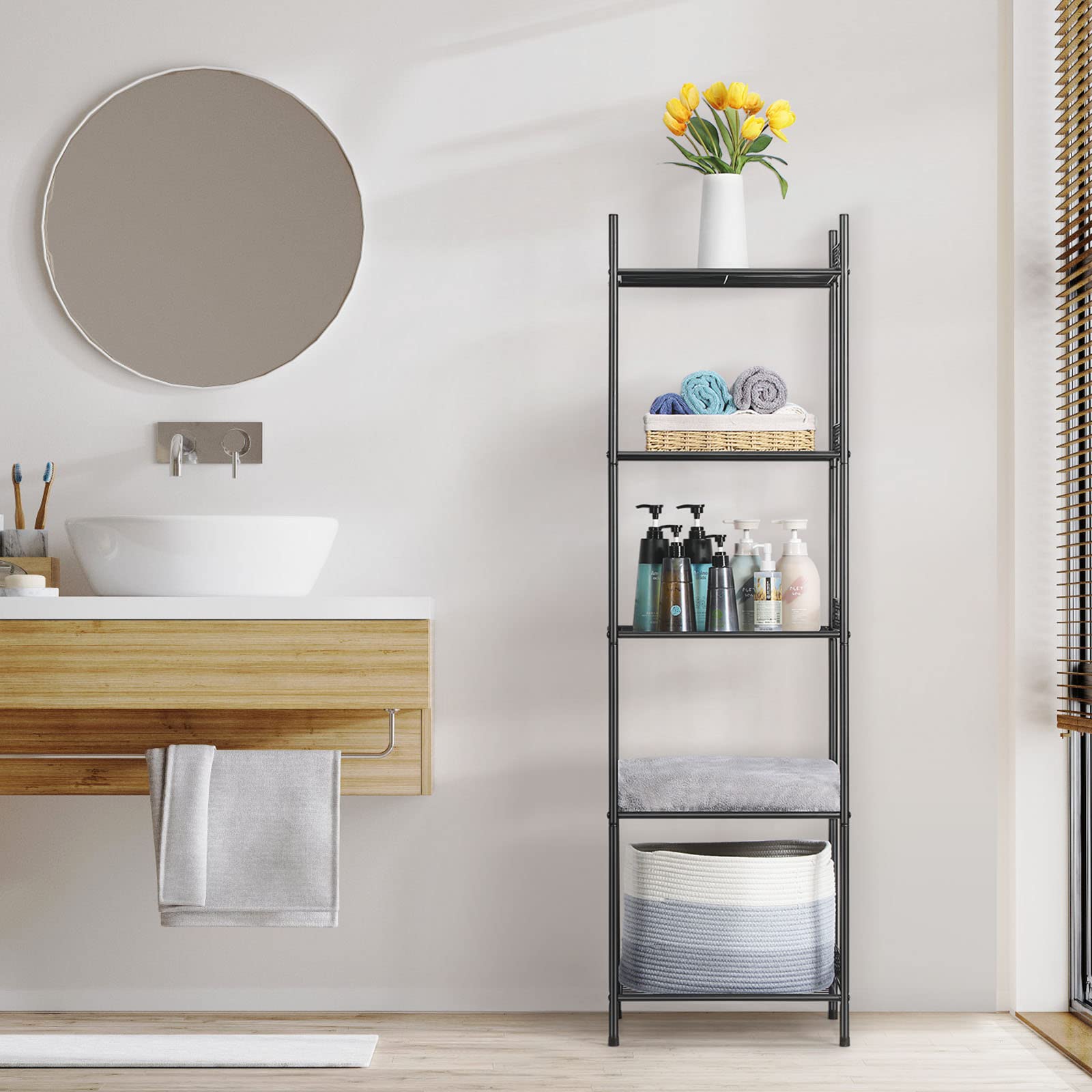 Nandae unit beside a washing machine to illustrate compact size and space-saving benefit