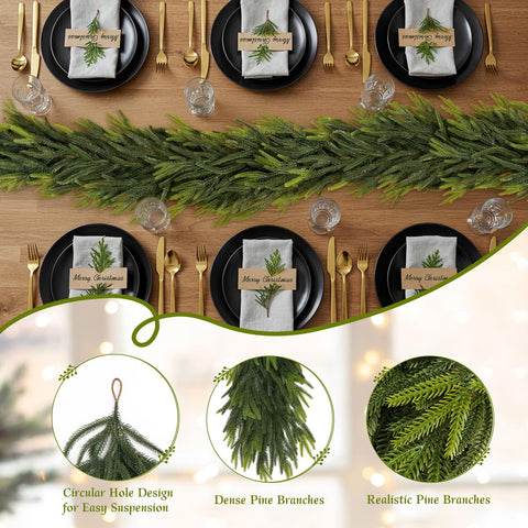 N&T NIETING garland styled on a mantel with lights providing elegant, low-maintenance decor