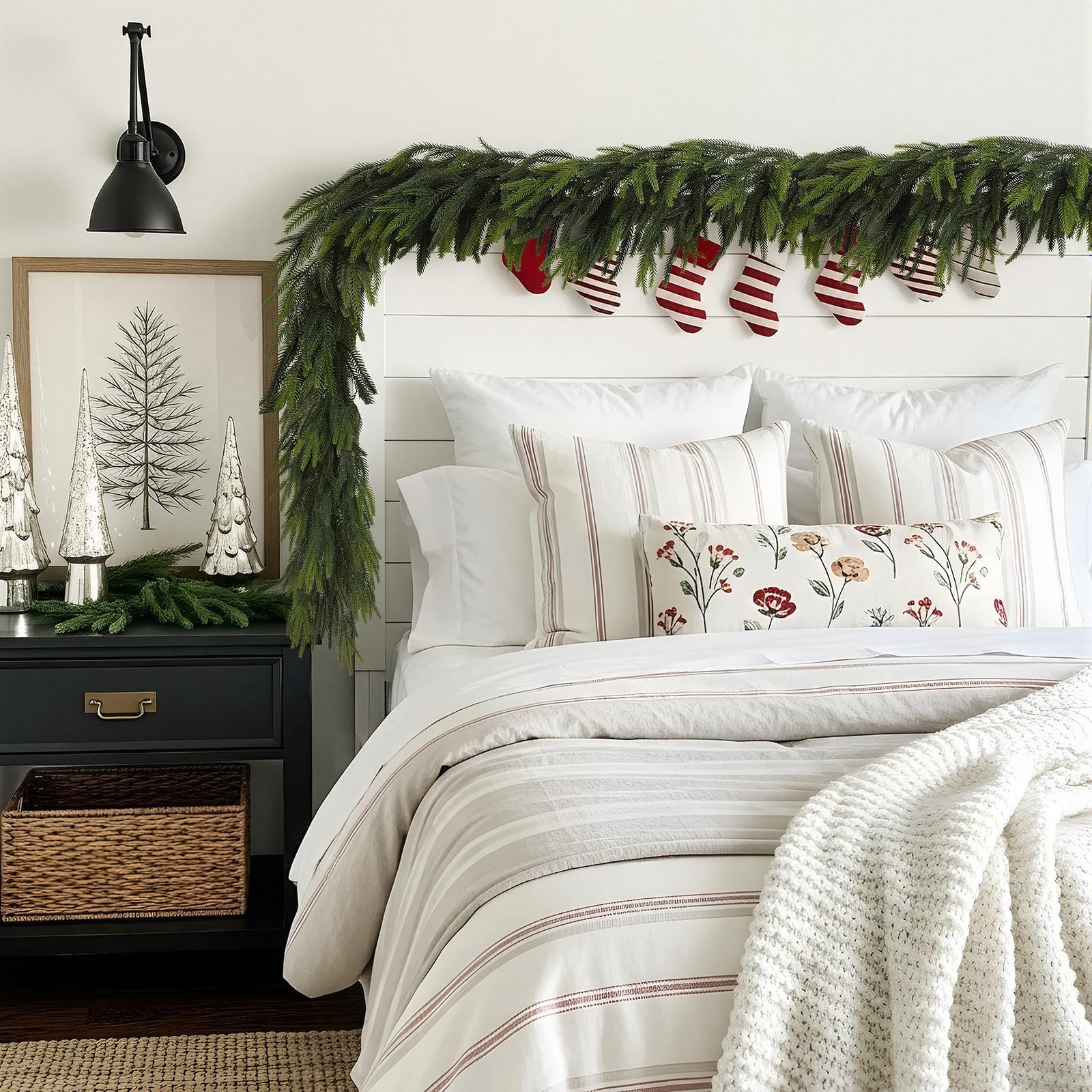 N&T NIETING garland unpacked from box illustrating quick fluffing and easy setup benefit