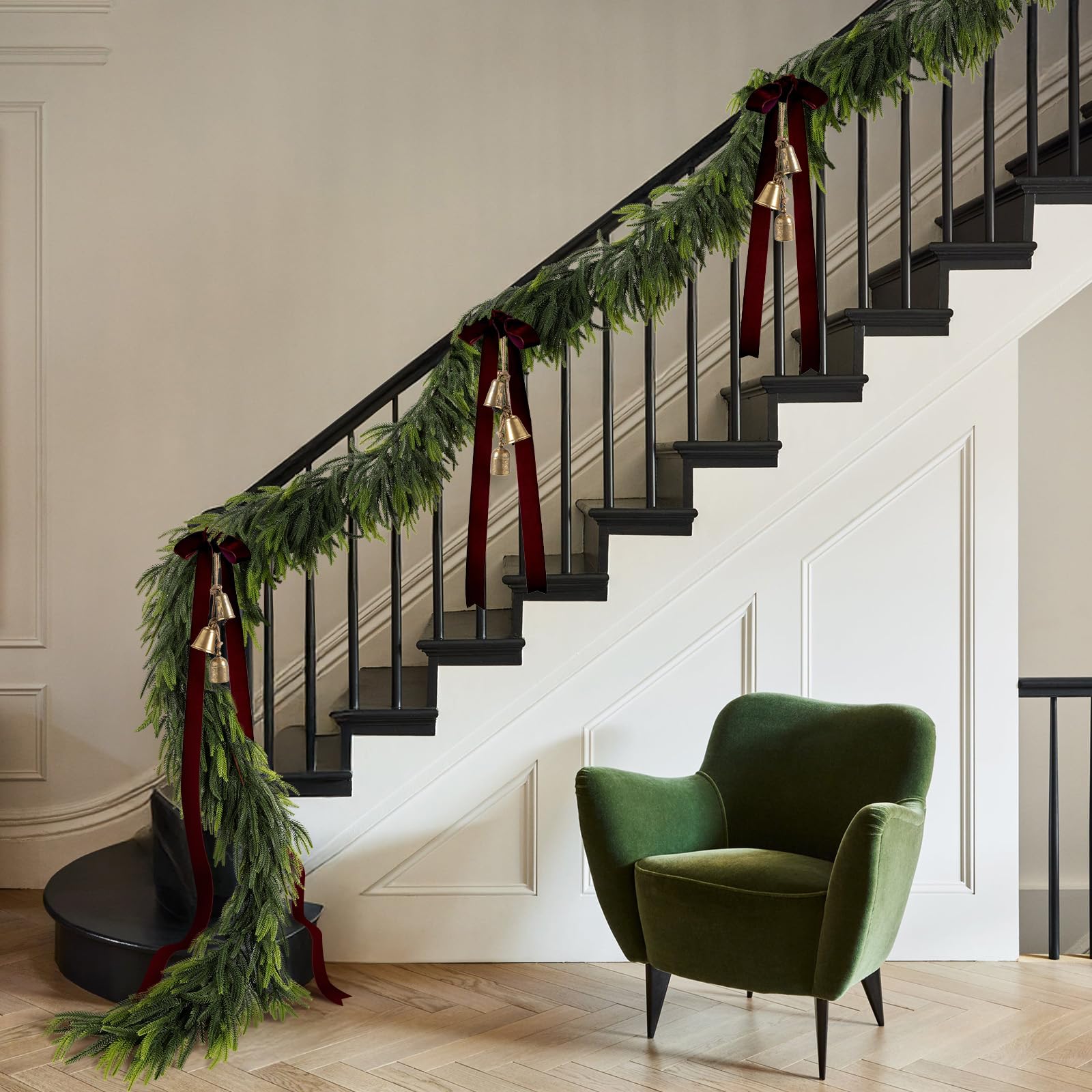 N&T NIETING garland beside a ruler to show true 9ft scale for room planning convenience