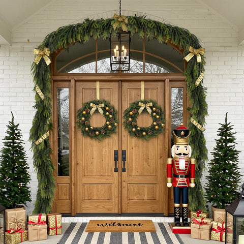 N&T NIETING garland draped along stairs showing flexible shaping and secure placement