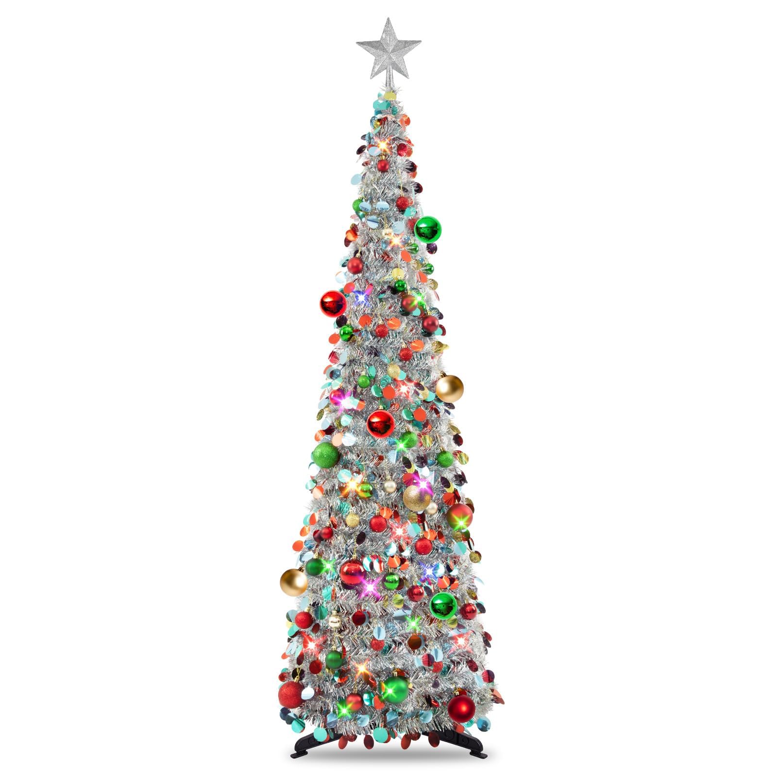 N&T NIETING full silver tree front view showing compact festive presence