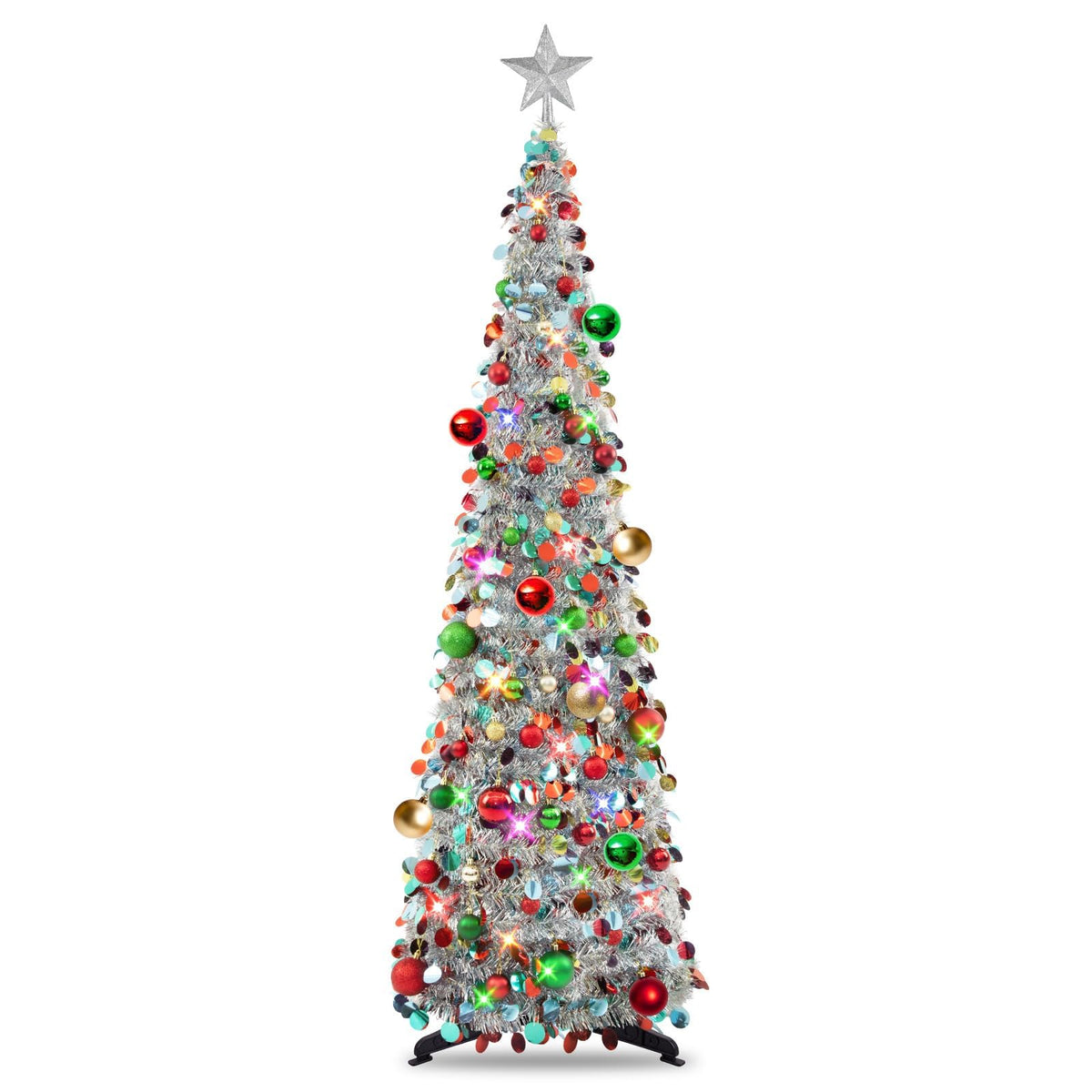 N&T NIETING full silver tree front view showing compact festive presence
