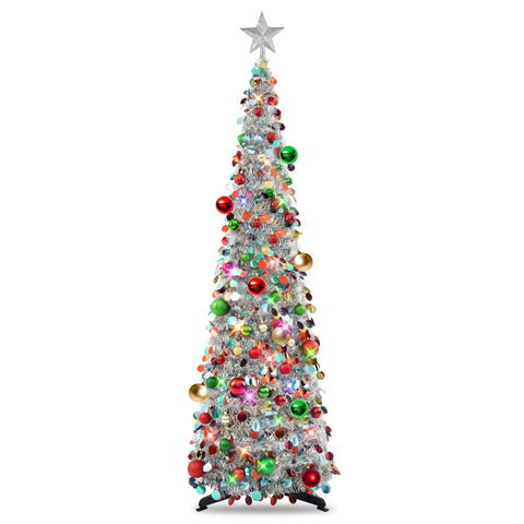 N&T NIETING full silver tree front view showing compact festive presence
