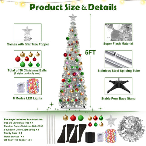 N&T NIETING tree in office corner with battery LED lights creating festive ambiance