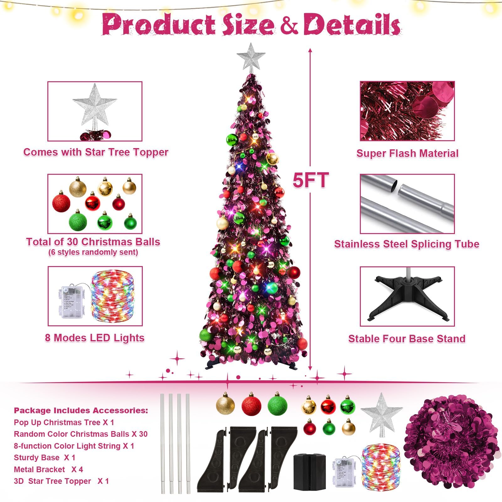 N&T NIETING detailed view of included 30 ball ornaments showing color variety and sizes