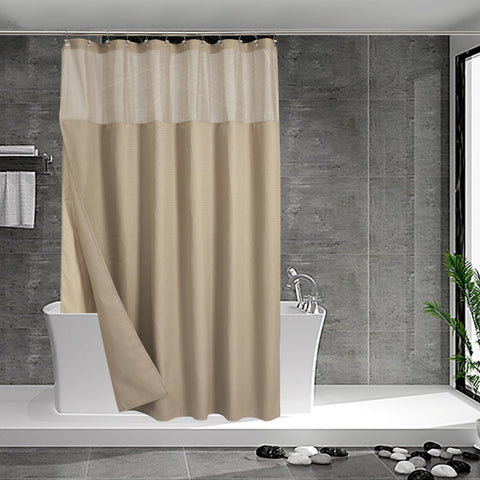 N&Y HOME front view of linen shower curtain set shows ready-to-hang convenience