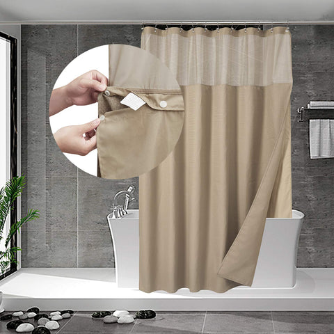 N&Y HOME curtain over standard tub showing 71x72 size and proper fit