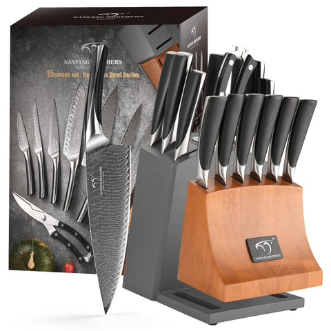 NANFANG BROTHERS kitchen shears, sharpener and accessories laid out showing complete kit convenience