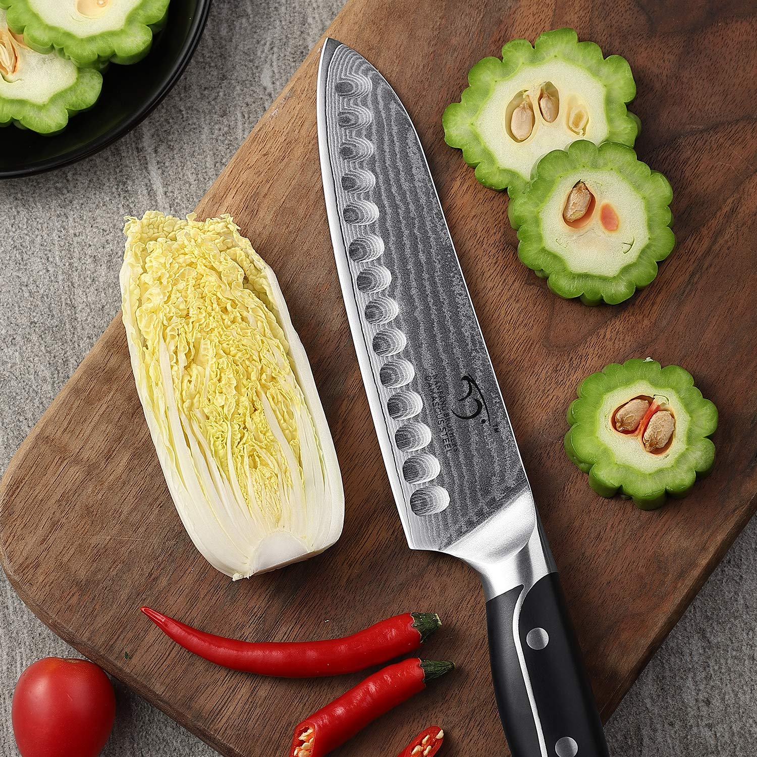 NANFANG BROTHERS knife block on kitchen counter showing compact organized storage