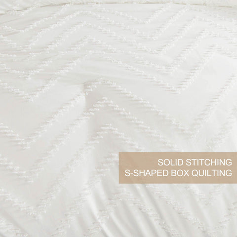 Nanko tag and pre-sewn tabs detail showing easy attachment to a duvet cover benefit