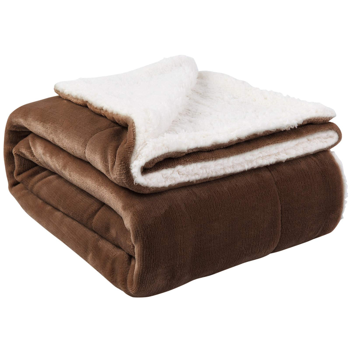 NANPIPER folded front view showing plush brown flannel and reversible warmth