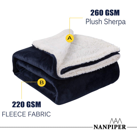 NANPIPER Sherpa reverse detail showing fluffy backing for extra warmth