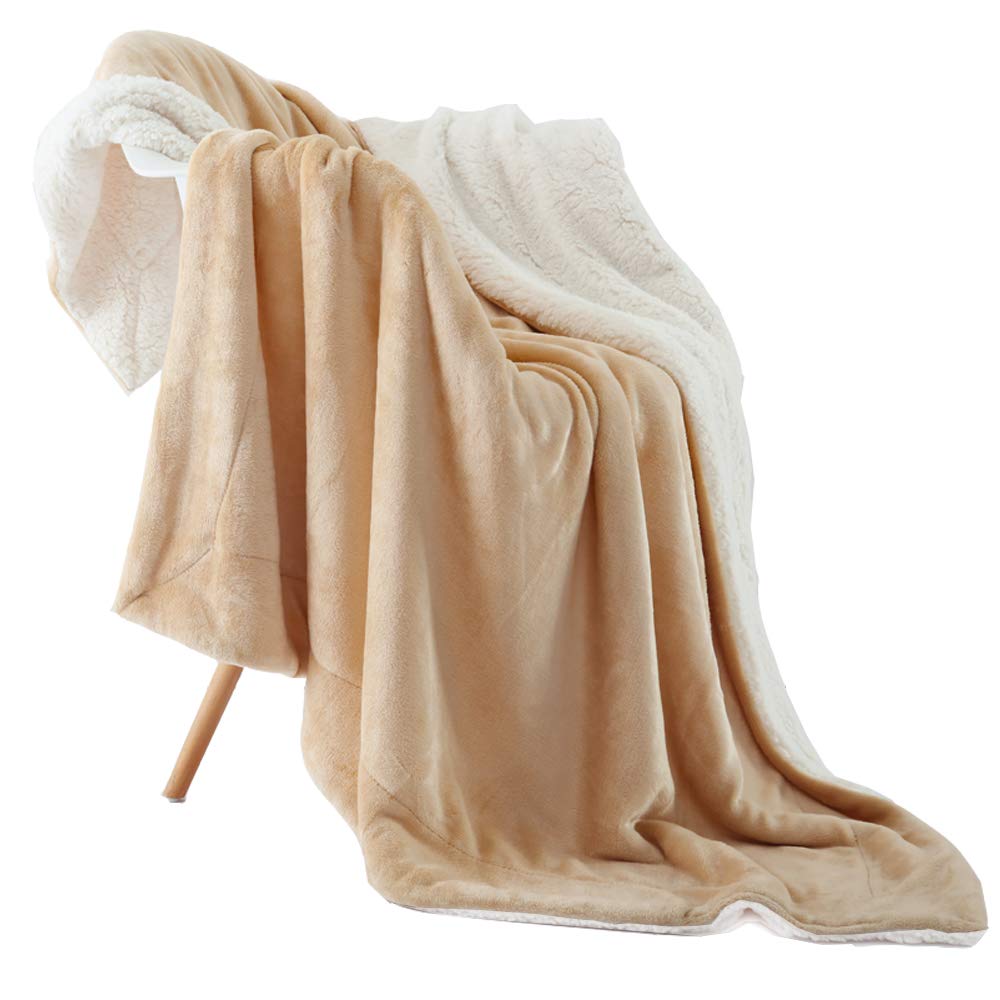 NANPIPER front folded throw in beige showing neat presentation and cozy appeal