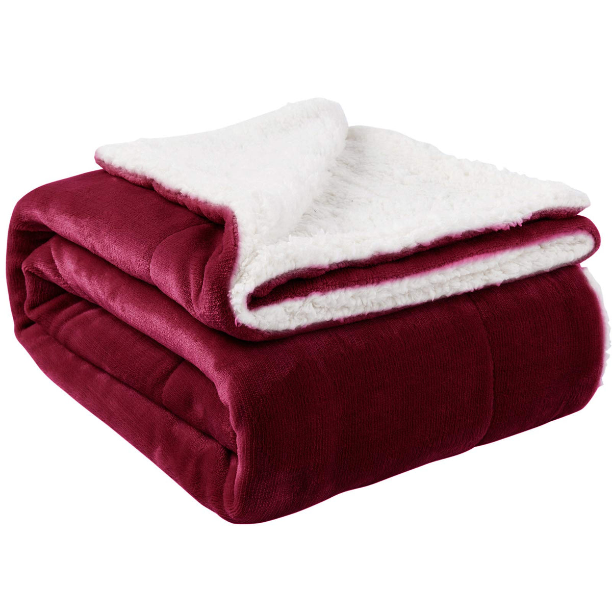 NANPIPER front view wine red blanket shows rich color and full coverage benefit