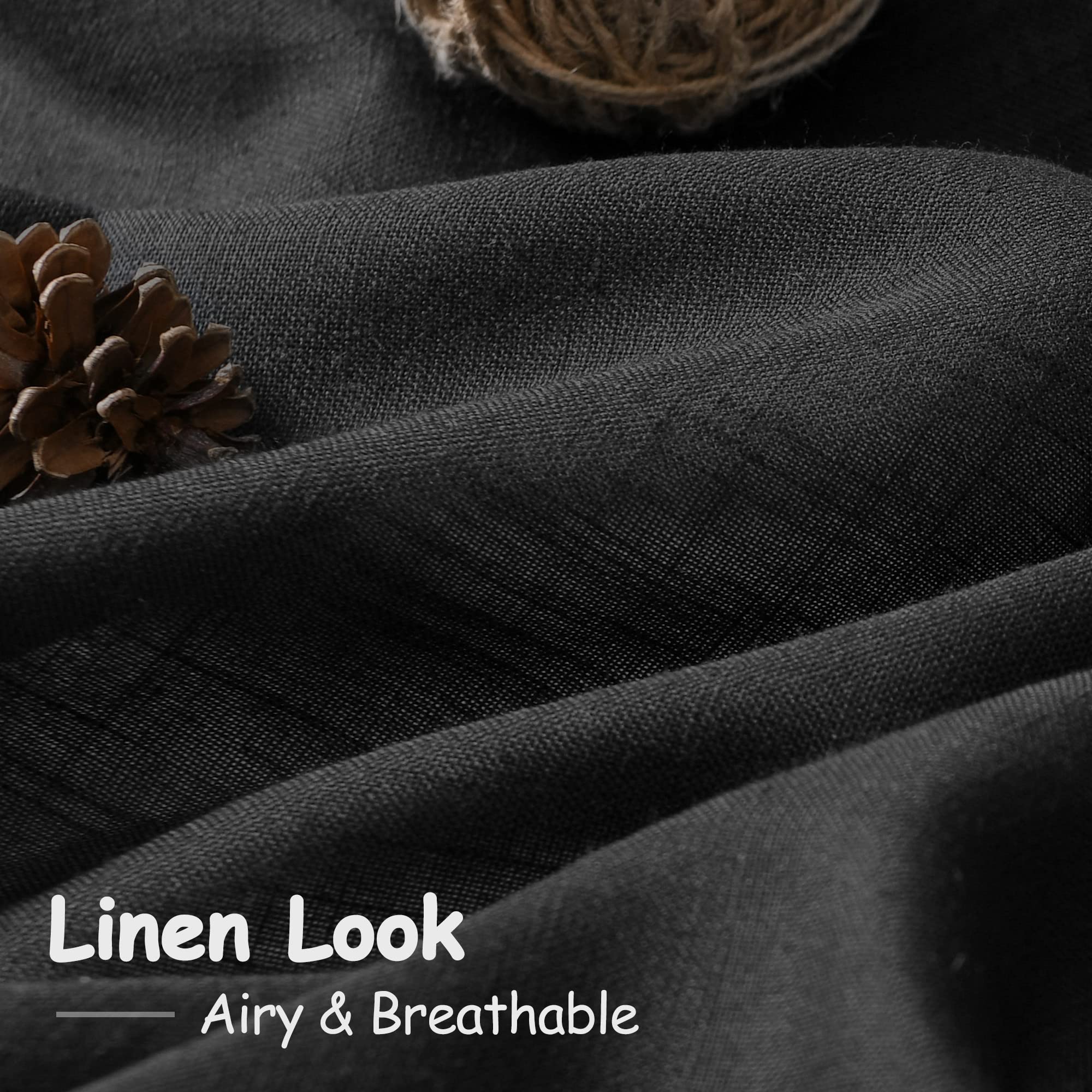 Nanspring close-up of linen blend texture, highlights durable soft weave