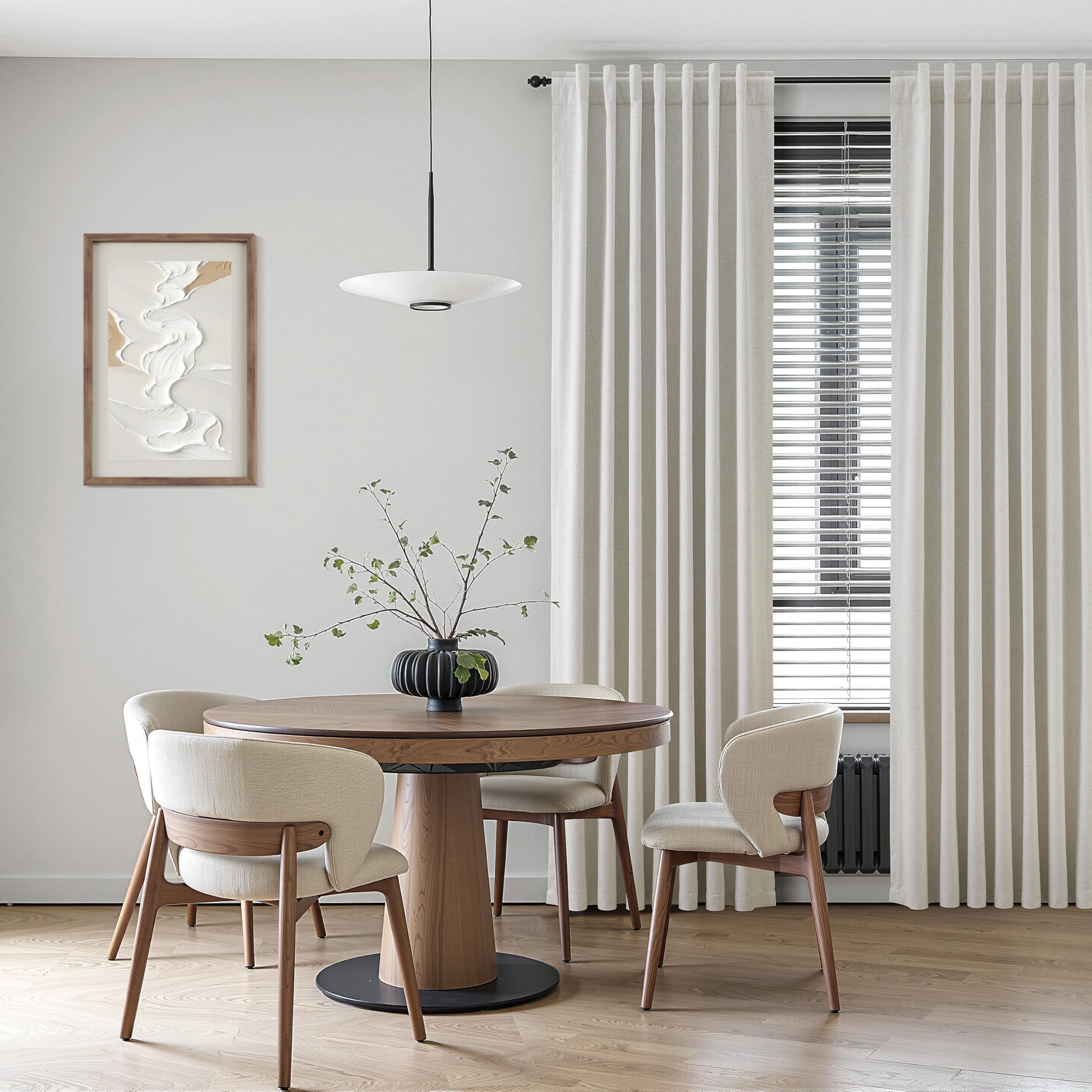 Nanspring curtain styling in a living room adding privacy and insulation