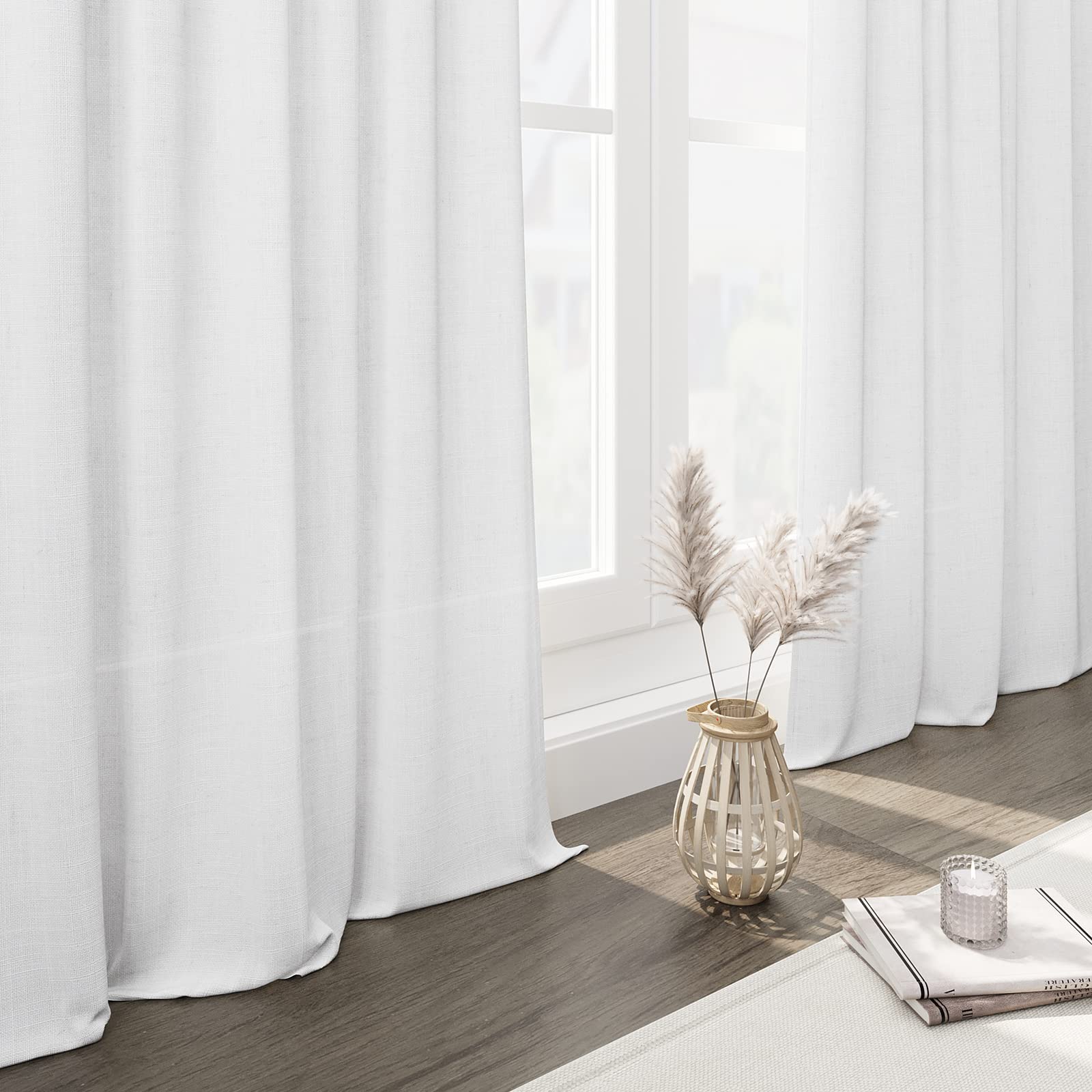 Nanspring fabric close-up revealing linen blend texture for natural depth