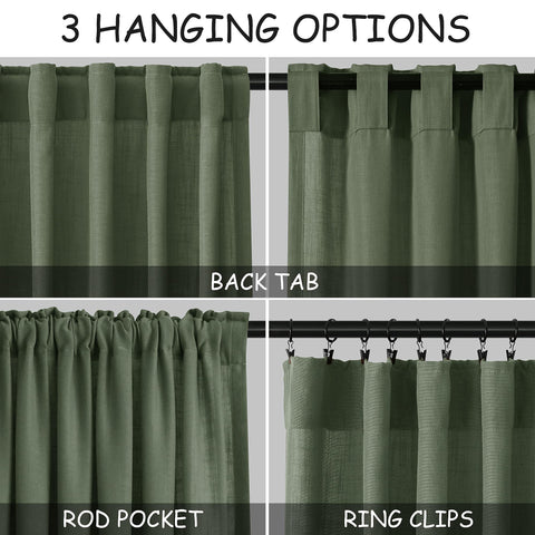 Nanspring back tab detail showing hanging option and neat pleated benefit
