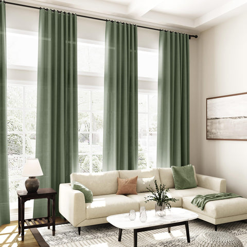 Nanspring curtains on sliding door allowing soft light and daytime privacy