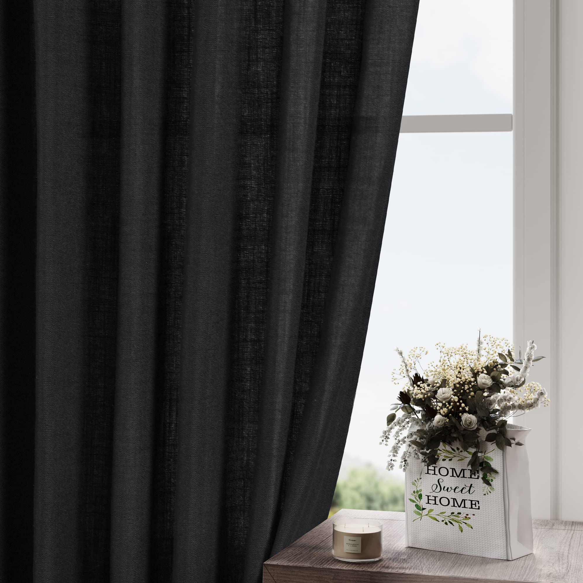 Nanspring curtains hung in a living room, creates cozy diffused daylight