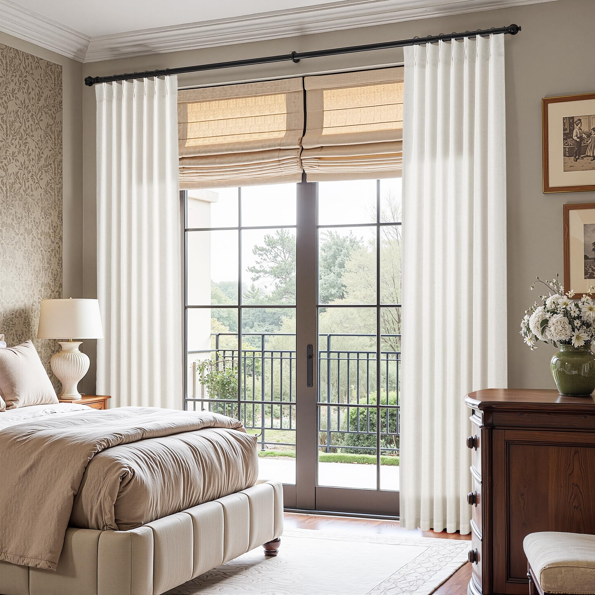 Nanspring living room scene with drapes filtering sunlight and cozy atmosphere