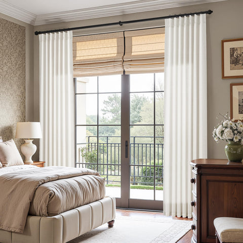 Nanspring living room scene with drapes filtering sunlight and cozy atmosphere