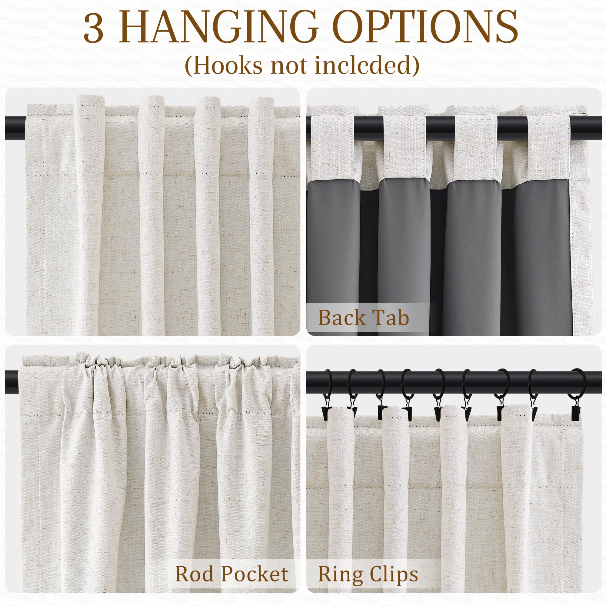 Nanspring top-detail showing back tabs and rod pocket for versatile hanging